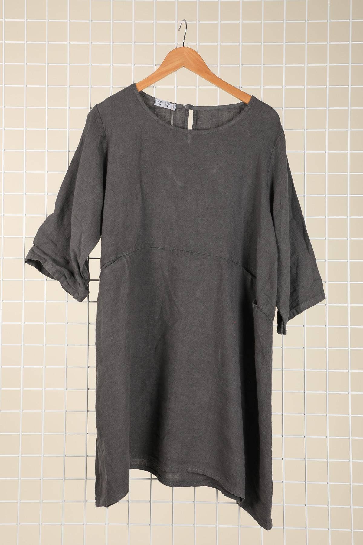 la maison des fibres naturelles – Engroshandel Kjole - Dame – Kort hørkjole med rund hals i 100 % hør 671912