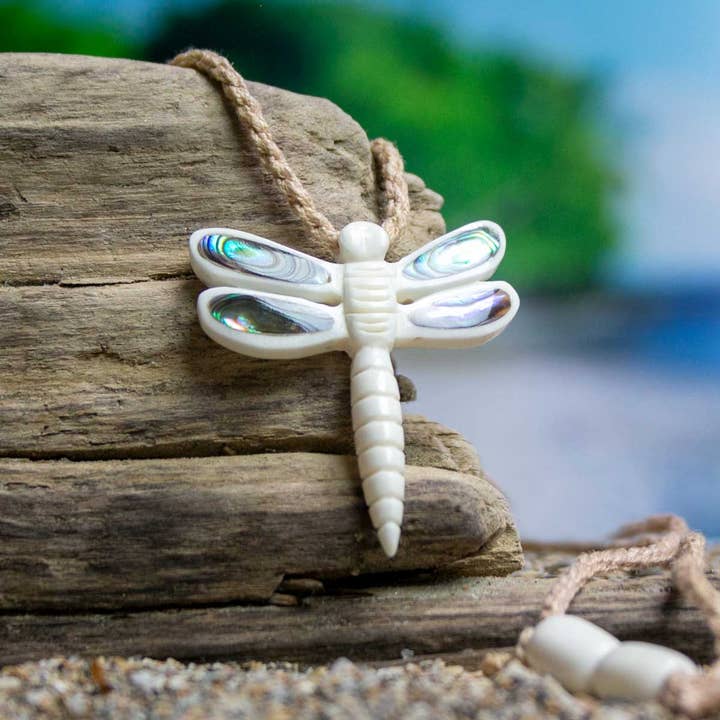 Bali Necklaces - Wholesale Pendant/Charm Necklace - Centered Dragonfly - Hand Carved Necklace