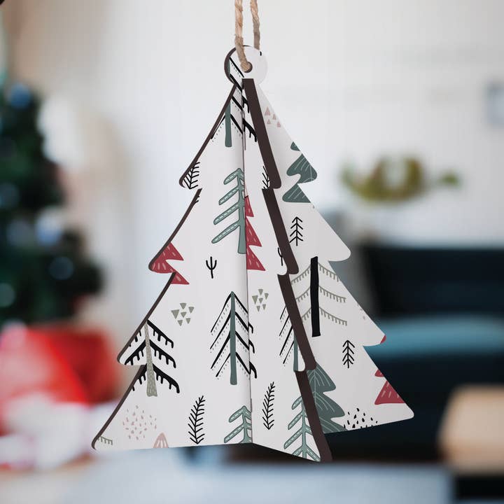 Ornement à motif d'arbre rouge et vert pour la vente par P. Graham Dunn