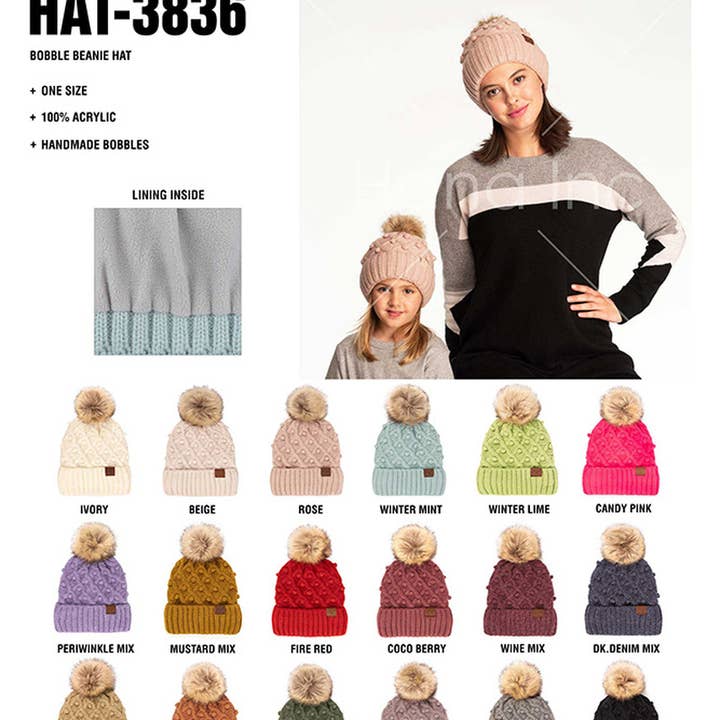 Hana – Engroshandel Beanie - Dame – C.C Bobble Beanie Hat20