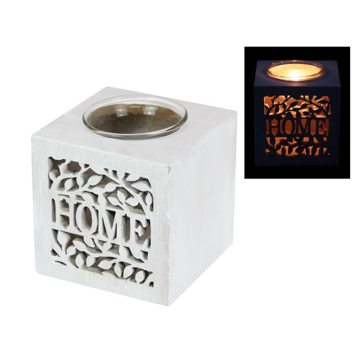 Cubby House by Malmar - Wholesale Candle holder - 9cm Square Filigree Design MDF Candle Holder