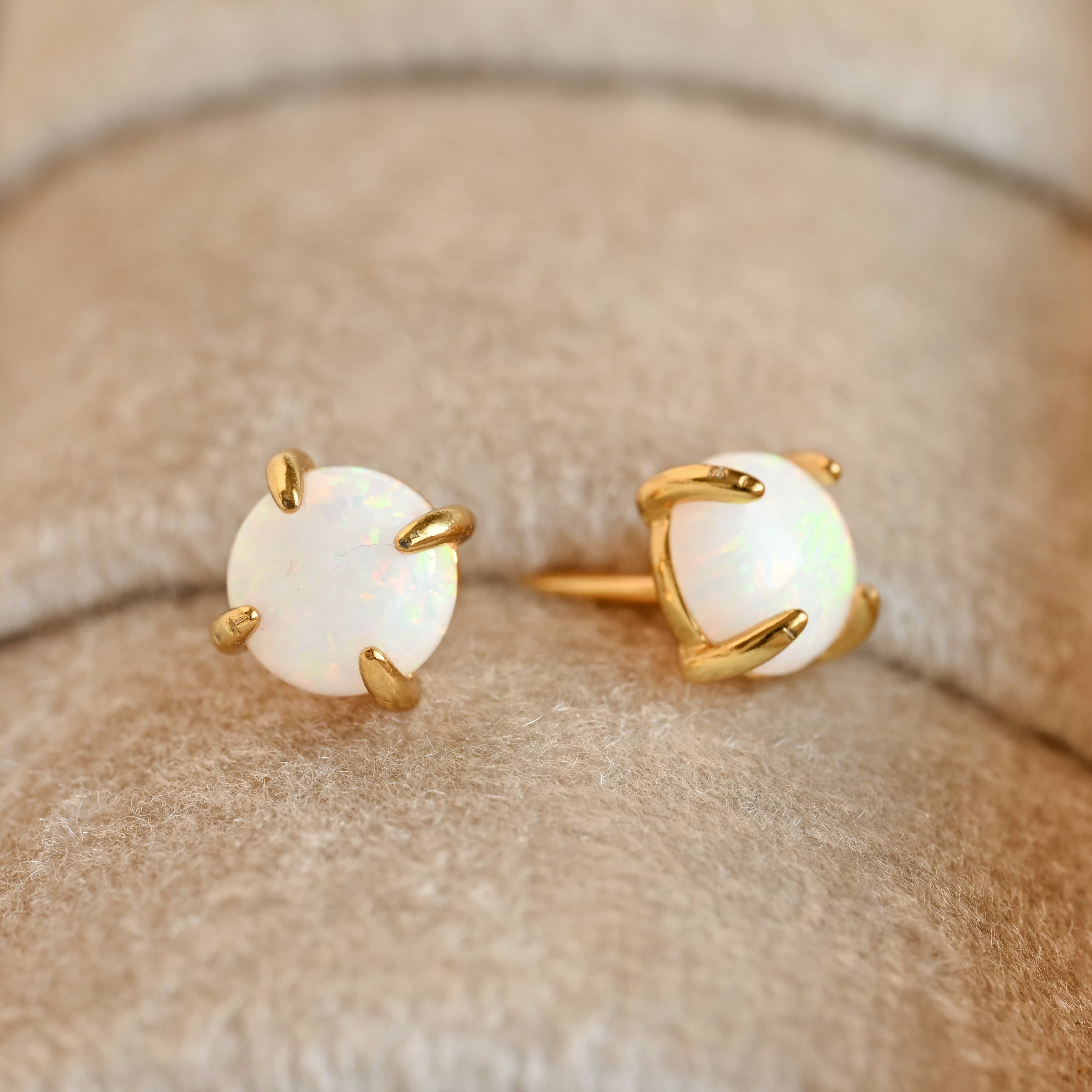 Blueyejewelry - Wholesale Stud/Post Earrings - 925 Silver Opal Studs - Sterling Silver Round Opal Earrings 0