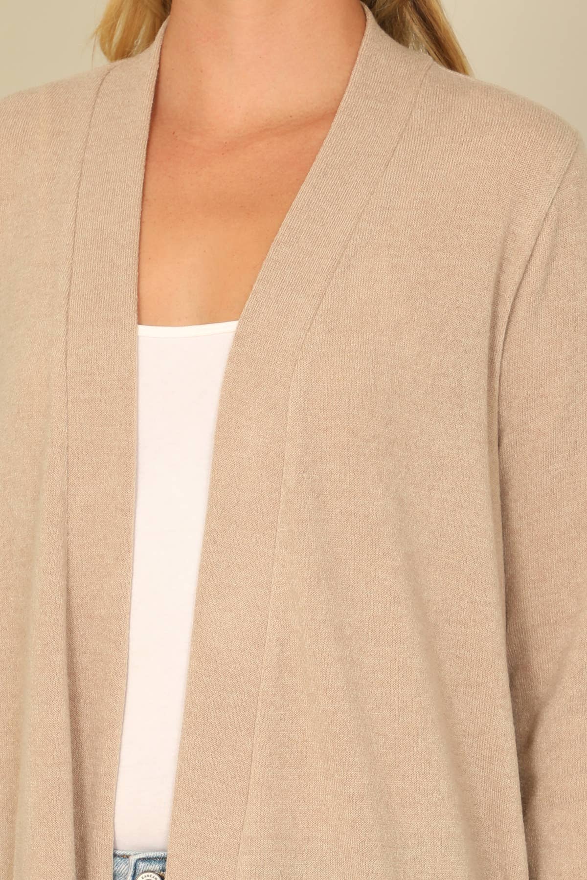 You & Me - Wholesale Cardigan - Women's - YMC30014V-SOLID LONG SLEEVE SIDE POCKET OPEN FRONT CARDIGAN14