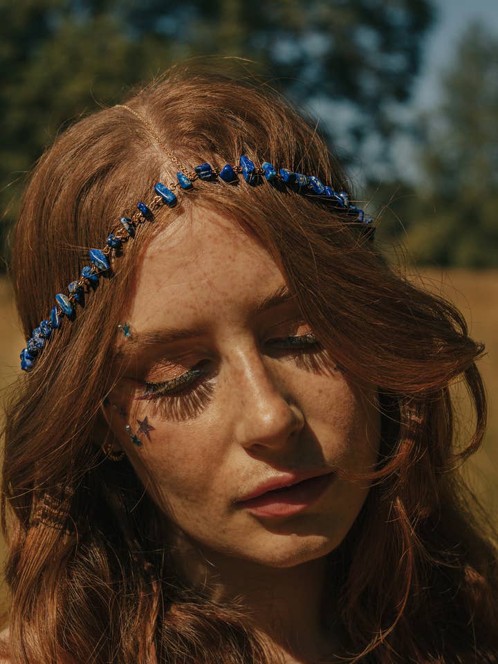 Lapis Lazuli Crystal hoofdketting festival hoofddeksels voor wholesale door Xander Kostroma