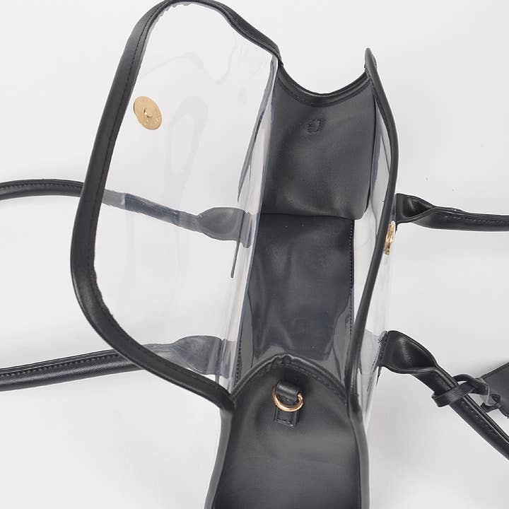 3AM BY H&D ACCESSORIES - Wholesale Crossbody Bag - Women's - Faux Leather Trimed Clear Bag8