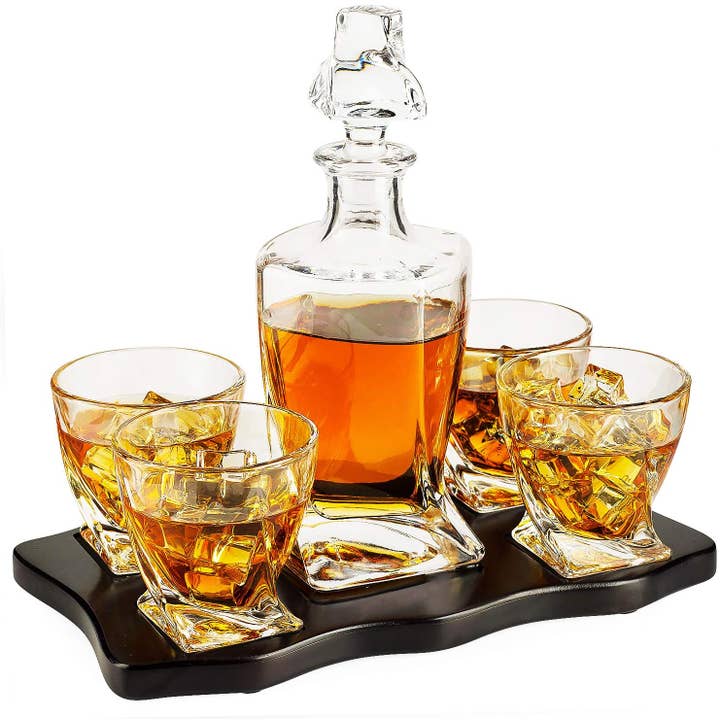 The Wine Savant / Khen Glassware – wholesale Dekanter – Europeisk stil whisky och vin Twist Spiral karaff med 4