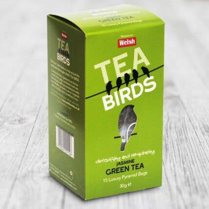 Welsh Brew Tea - Wholesale Tea Bags - Welsh Tea Birds - 15 Jasmine Green Tea Pyramid Bags