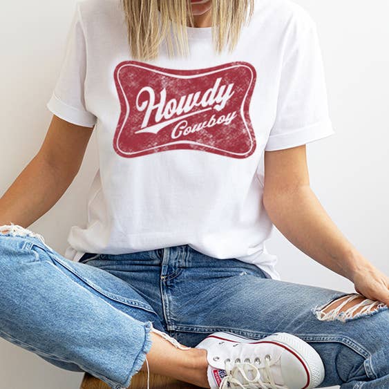 HOWDY COWBOY WESTERN GRAFISK T-SHIRT for engroshandel hos LaLaSista