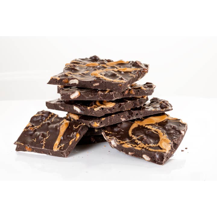 Rolling Pin Co. - Vente Friandises enrobées de chocolat - Écorce de bretzel au caramel et au sel de mer 20 oz