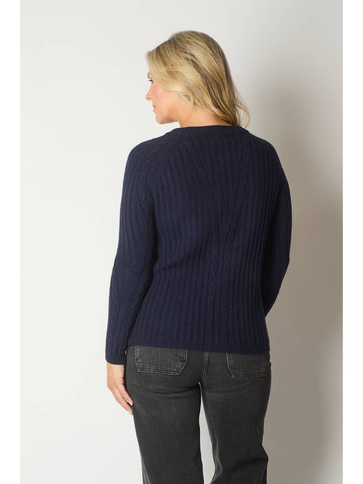 SOLO - Wholesale Knitted jumper – Women′s - Cable Knit Jumper - Navy3