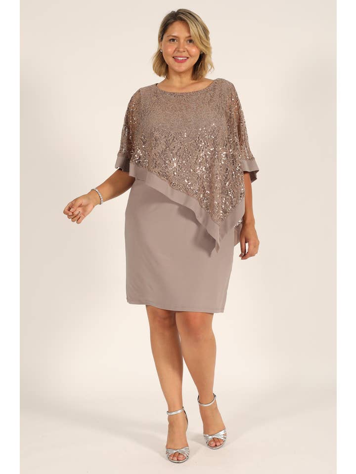 Kos Couture - Wholesale Dress - Women's - R&M Richards 8749W Short Plus Size Mother Of The Bride Dress