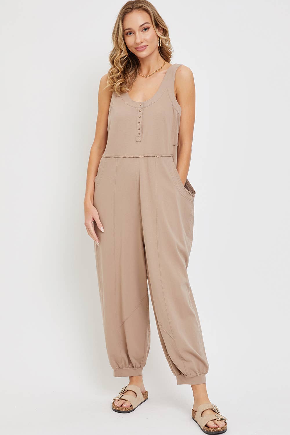 Sweet Lovely by Jen - Wholesale Jumpsuit - Women's - COTTON WASHED SLOUCHY JUMPSUIT13