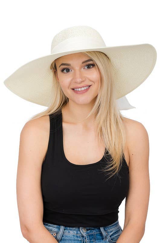 Cap Zone - Wholesale Straw Hat - Women's - Burlap Bow Straw Floppy Sun Hat1