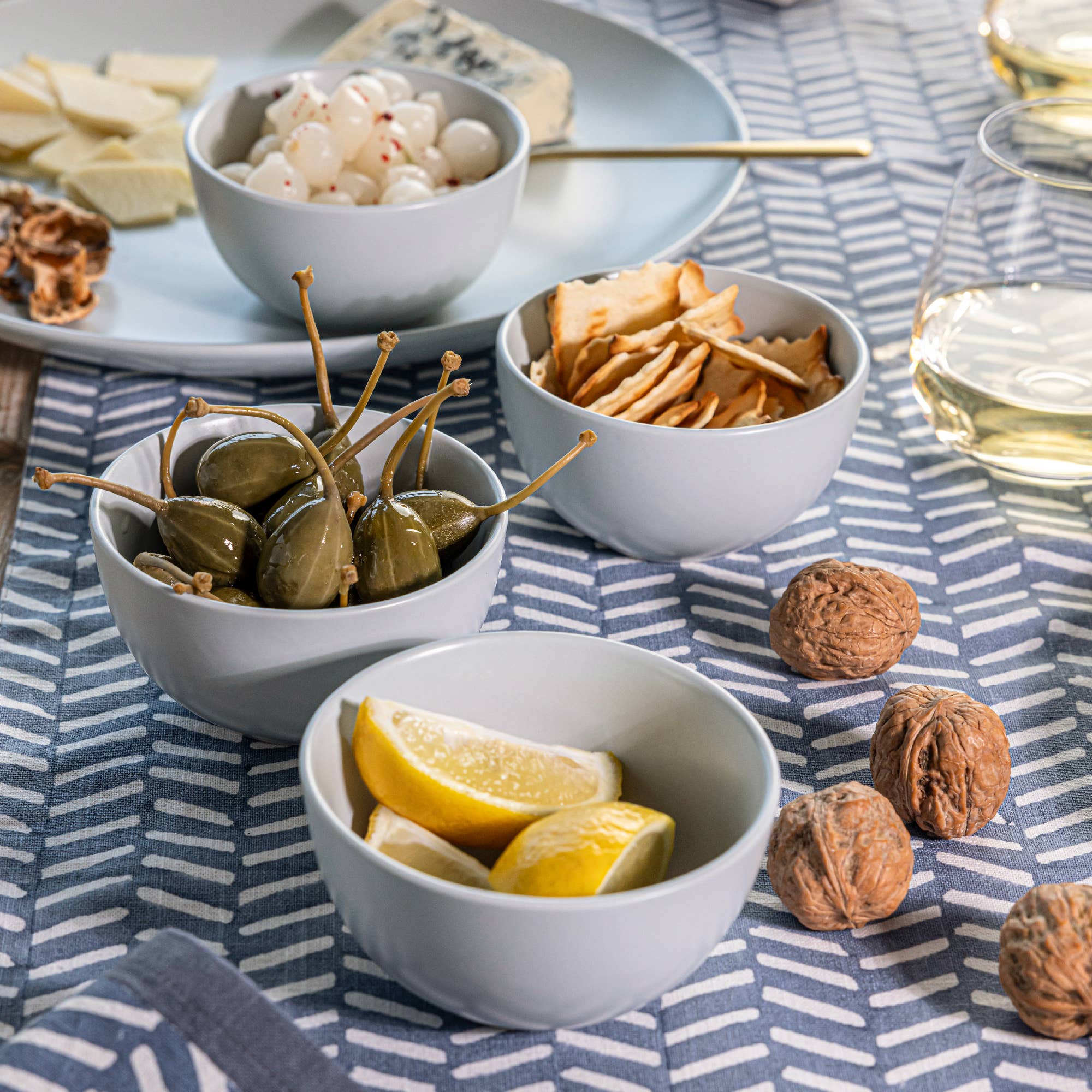 Fog Blue Mini Stoneware Bowls Hosting Essential– Set of 4, 9oz for wholesale on Faire6