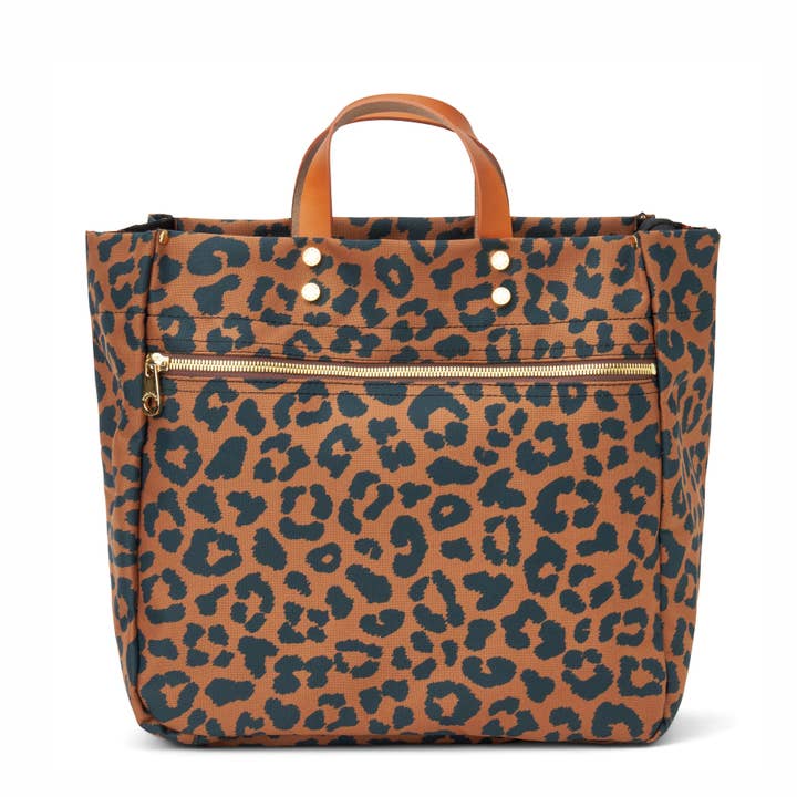 Boulevard - Wholesale Tote Bag - Women's - "Codie" Leopard Nylon Tote with Leather Accents0