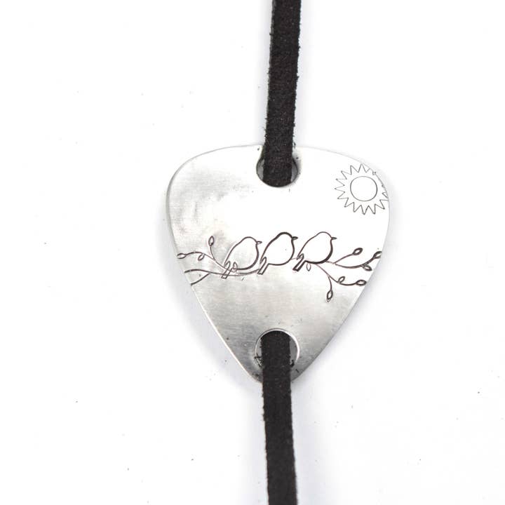 Completely Hammered - Wholesale Music Accessory - 3 Little Birds Hand stamped Guitar Pick, Keychain or Wrap Bracelet2
