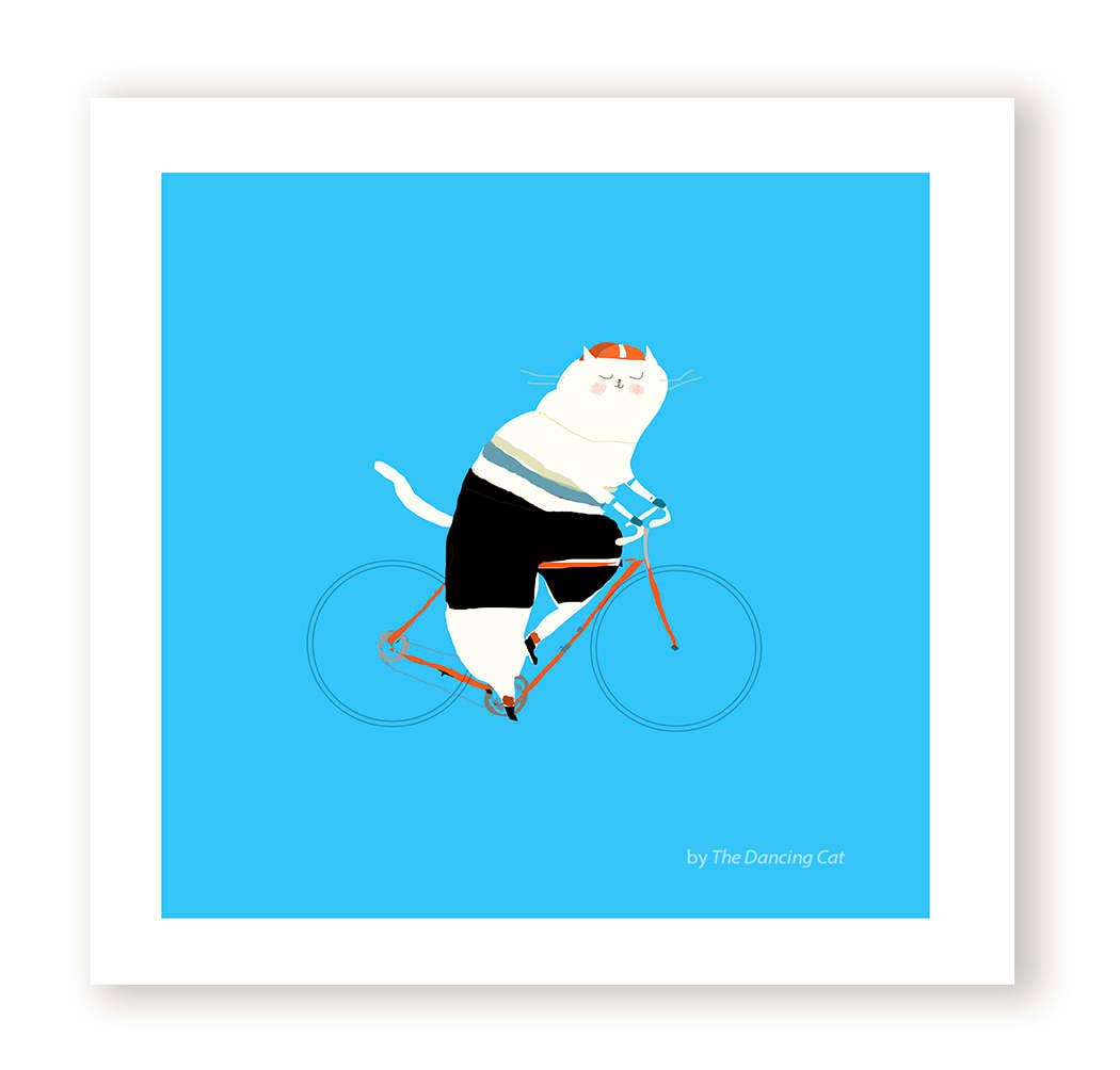 The Dancing Cat - Wholesale Art Print - Bike Art - The Bike Rider1