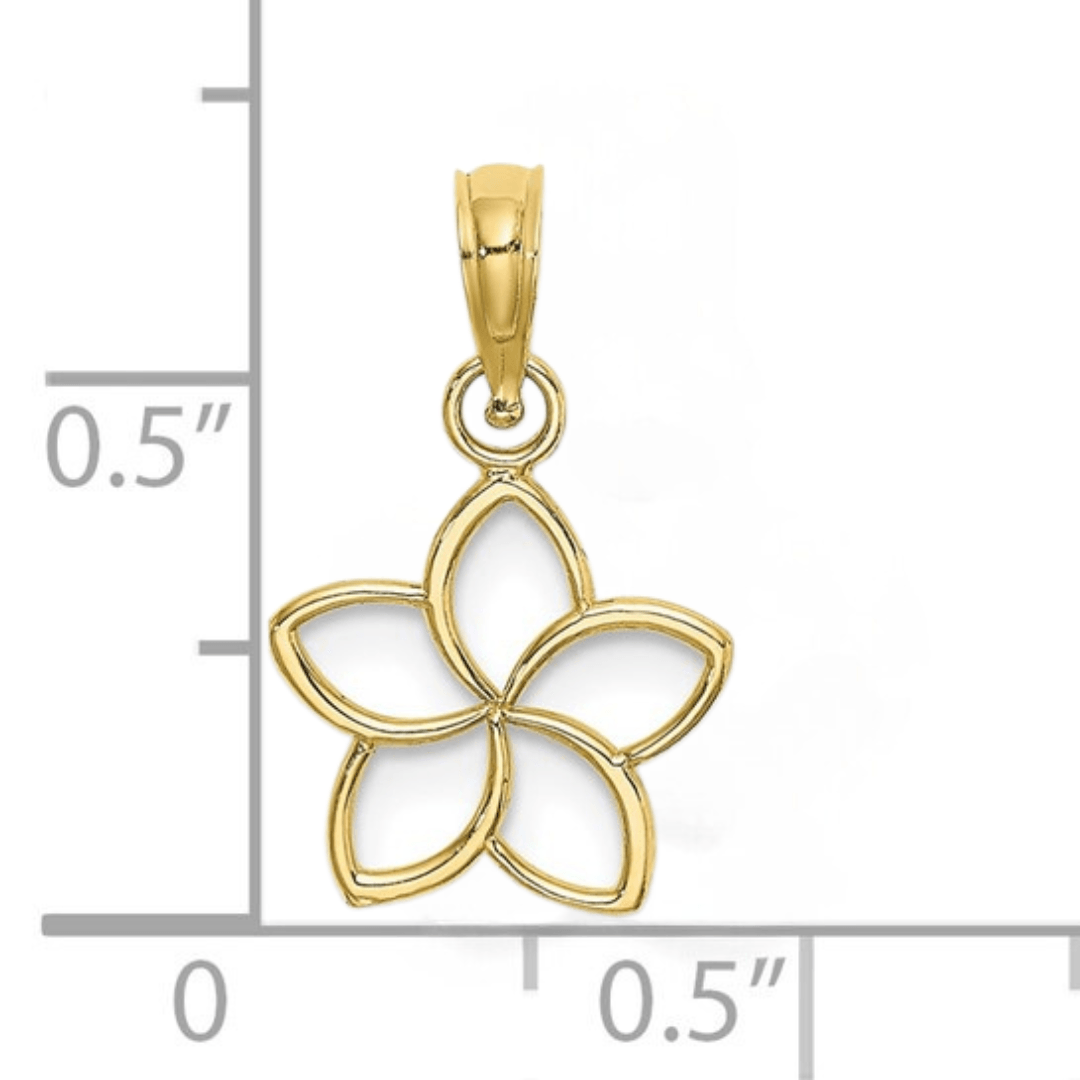 FCJ Jewelry LLC - Wholesale Individual Charm/Pendant - 10k Gold Hawaiian Plumeria Flower Pendant 2