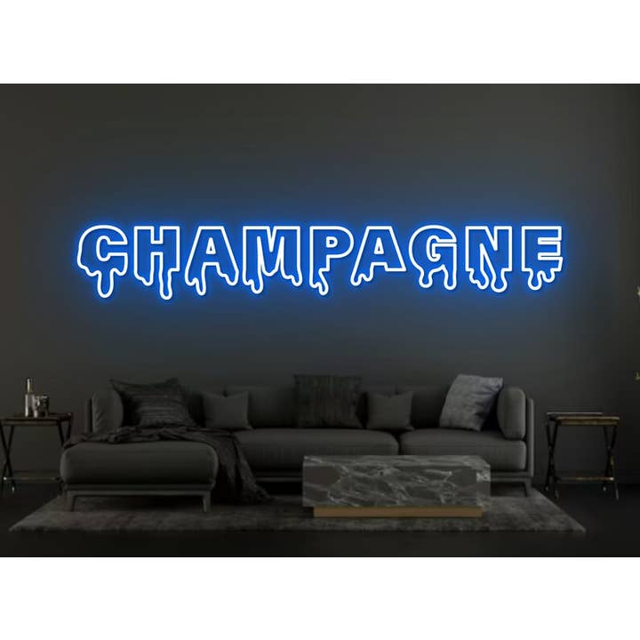 Glow Neon - Venta al por mayor Letrero de neón - Letrero de neón color champán, decoración con luces LED para pared de bar de champán
