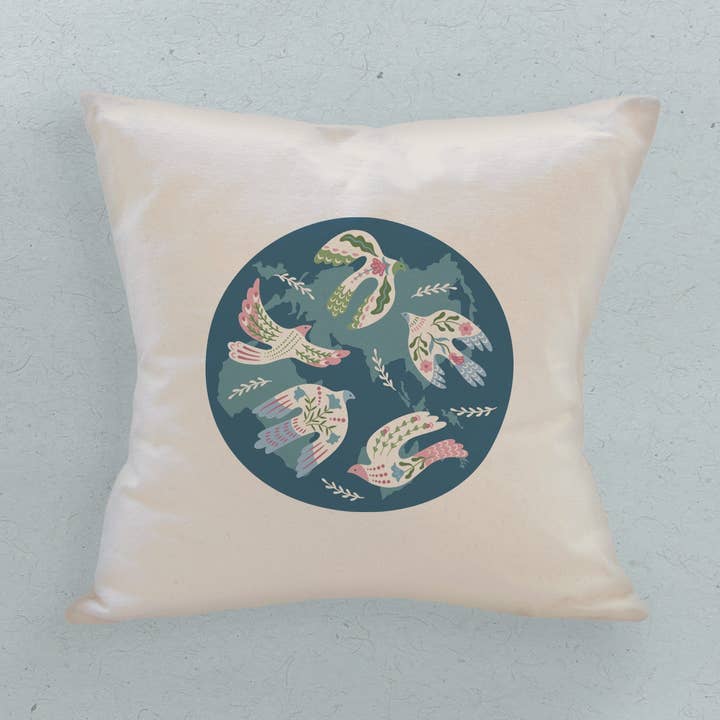 World Doves - Almohada cuadrada de lona para venta al por mayor de Boheme Bliss