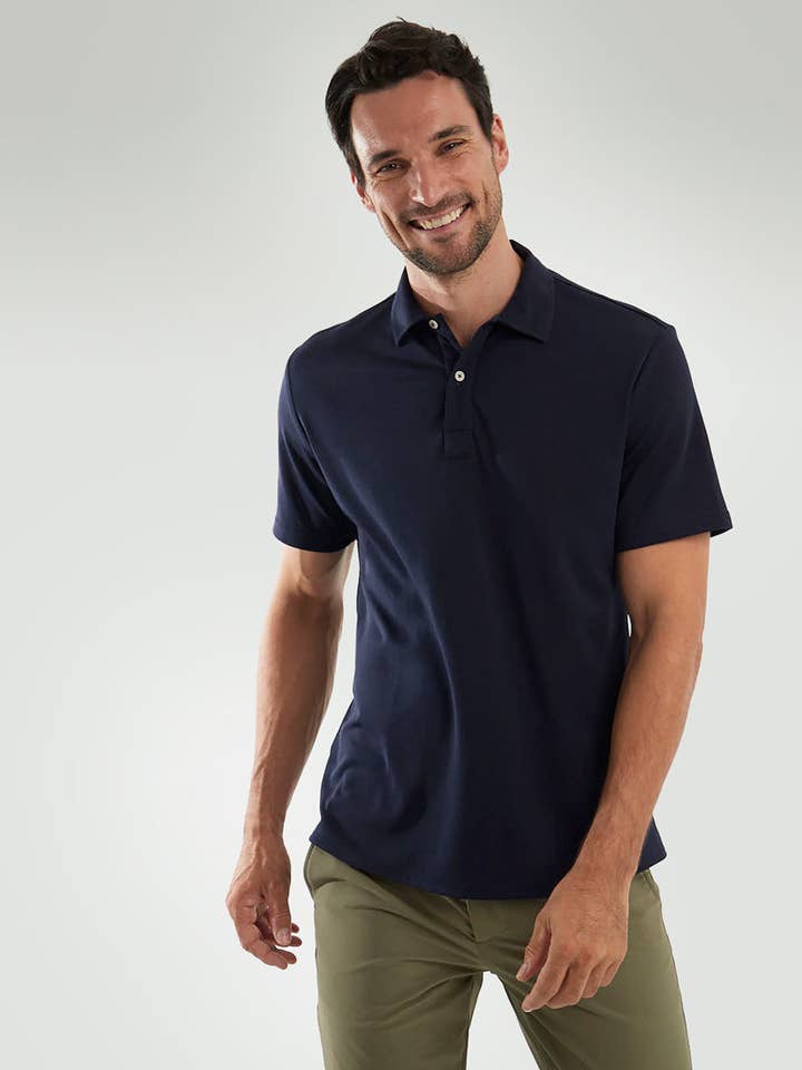 Sapphire blue short sleeve polo shirt ∞ for wholesale by Sepiia