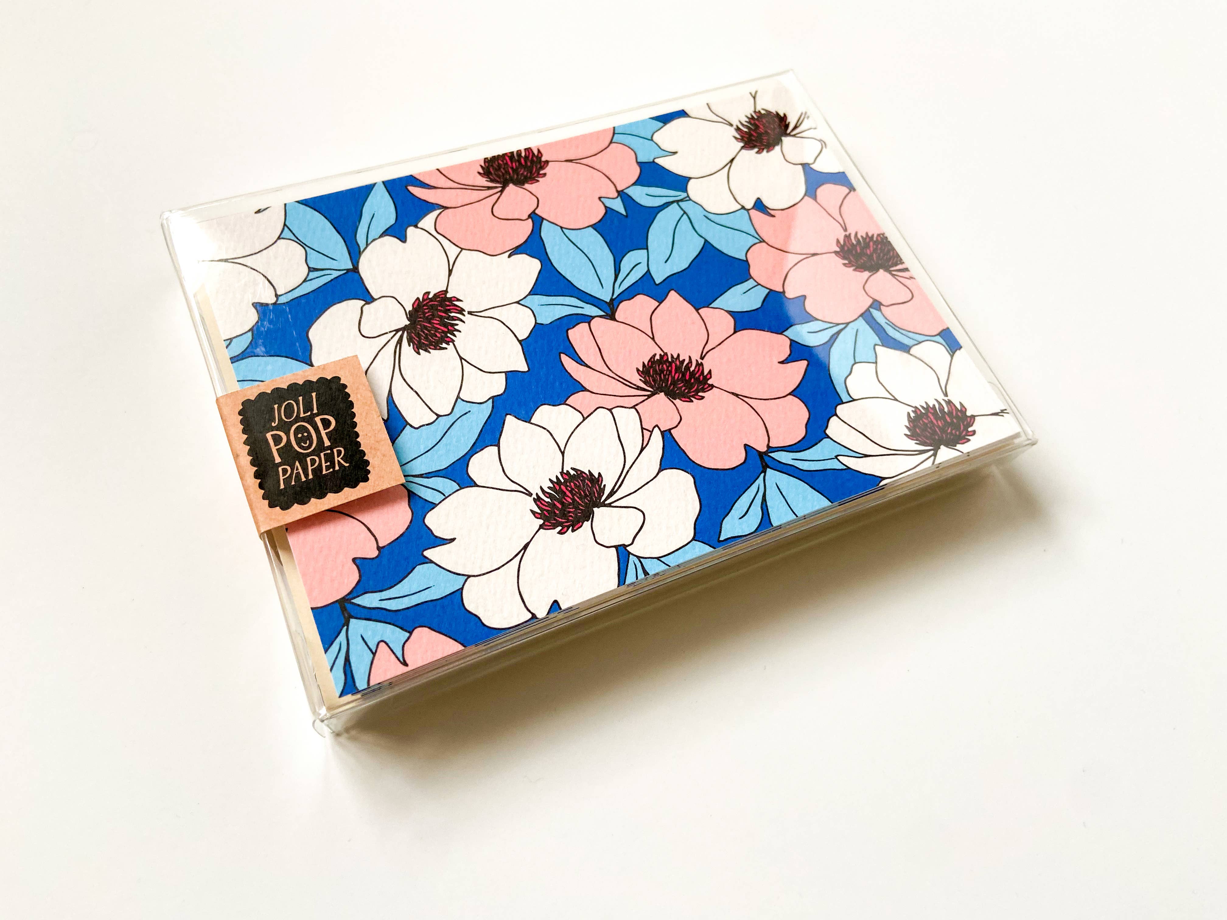 Joli Pop Paper Co. - Wholesale Stationery/Notecard Set - Blue Peony Boxed Card Set of 81
