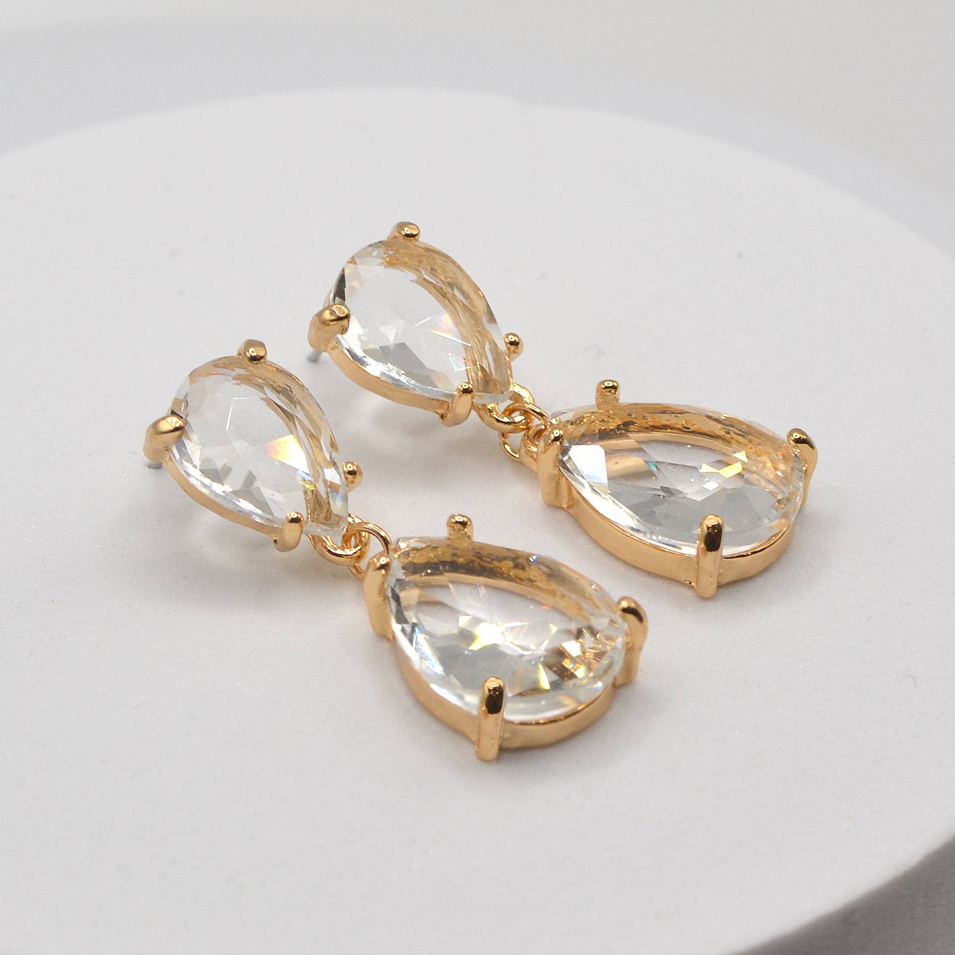 StarryNYC - Wholesale Dangle Earrings - Teardrop Glass Stone Dangle Crystal Bridal Earrings9