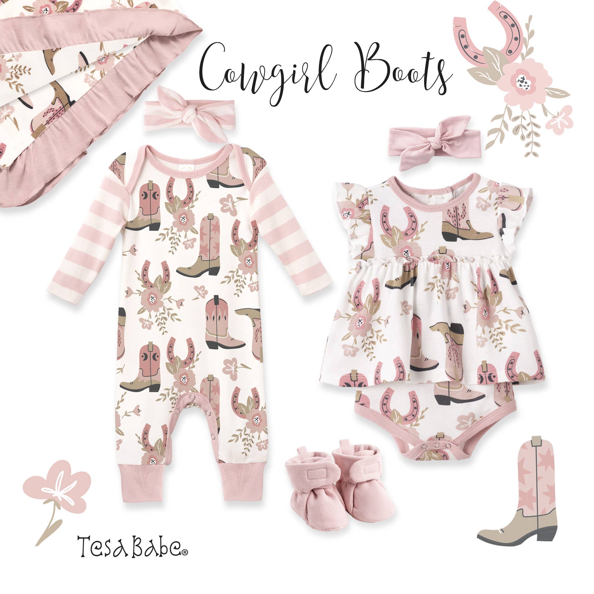 Tesa Babe - Wholesale Jumpsuit - Baby - Western Cowgirl Boots Baby Cotton Romper1