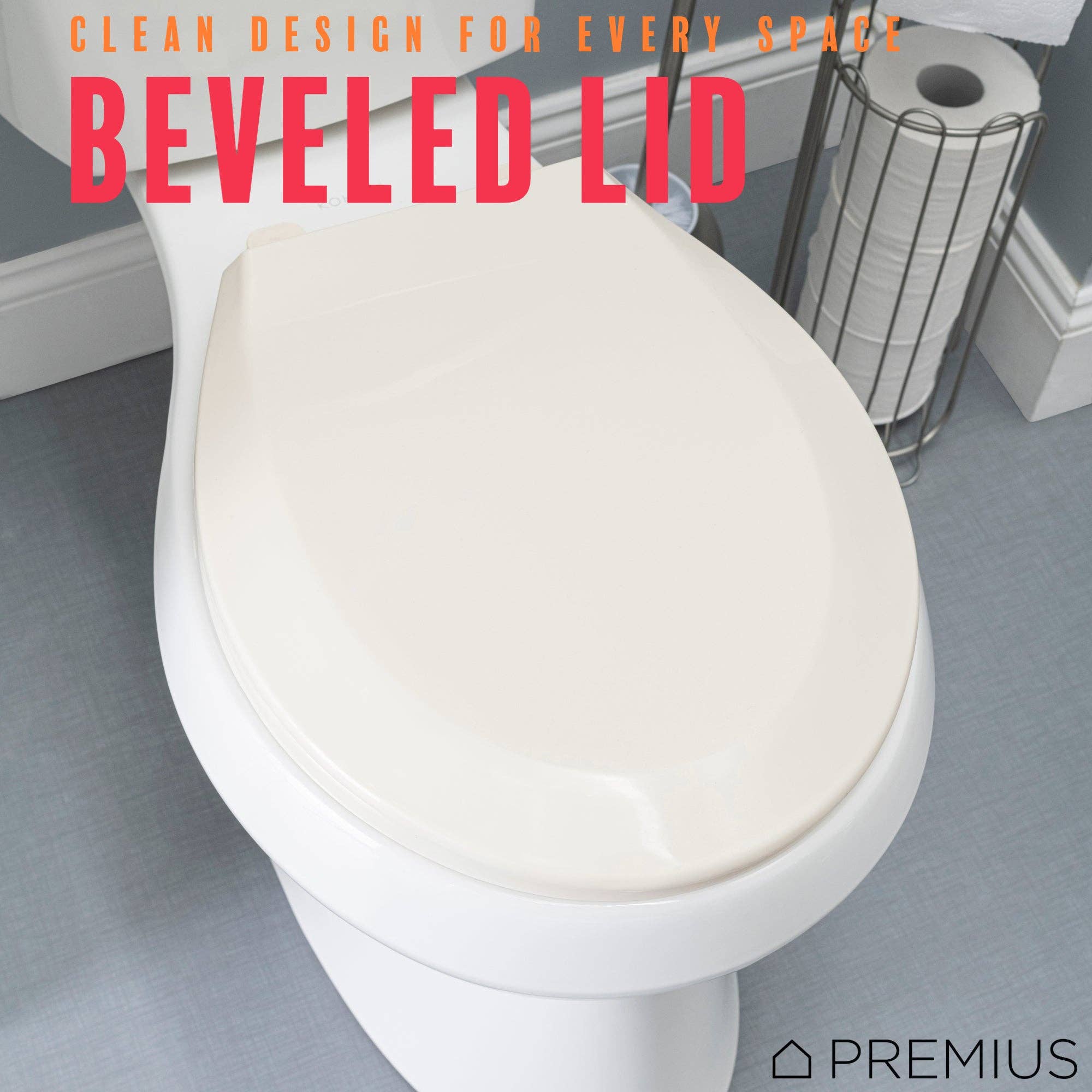 ShopBobbys – wholesale Toilet seat cover – PREMIUS Slow Close Beveled Plastic Toilet Seat, Standard Round, 17 Inches1