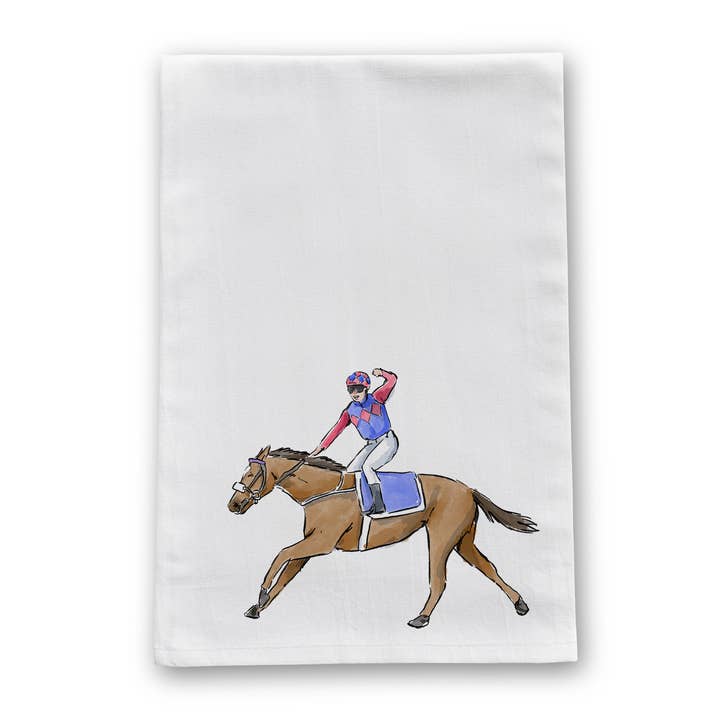 Jockey Vuistpomp Paardenrennen Theedoek voor wholesale door Barrel Down South