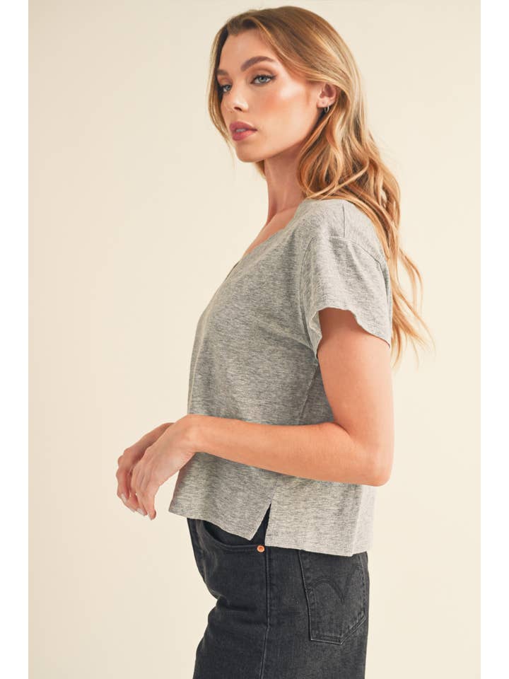 AEMI + CO - Wholesale T-Shirt - Women's - 8281DK Til V-Neck Baby Top8