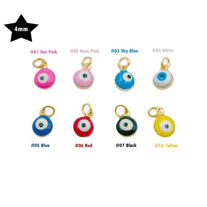 Beads Creation - Wholesale Individual Charm/Pendant - Gold-Filled Enamel Evil Eye Charm Pendant