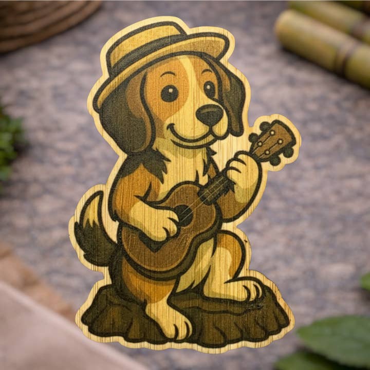 Beagle spelar ukulele för wholesale av Bamboo Wood Stickers