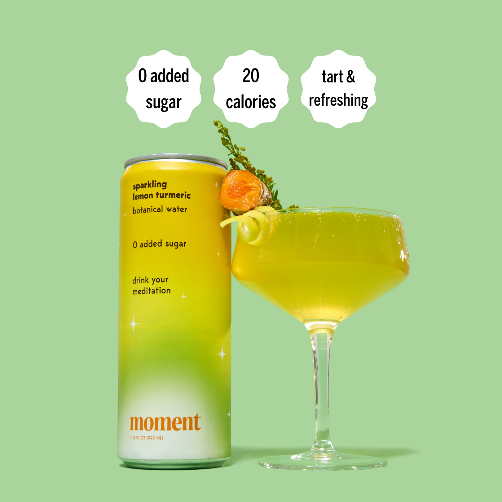 Moment - Wholesale Soda/Carbonated Drink - Sparkling Lemon Turmeric 12- pack Botanical Water1