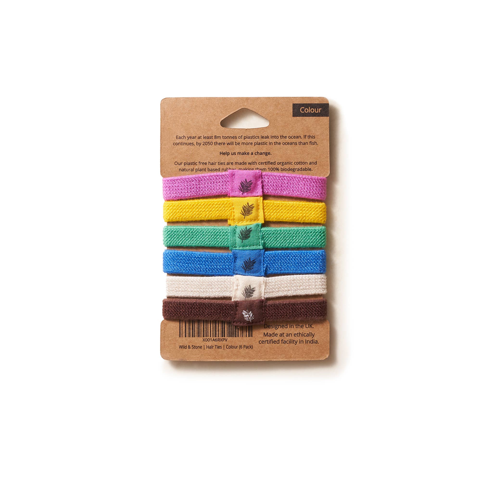 Wild and Stone – wholesale Hair tie – Hair Ties - Plastic Free - 6 Pack (Multi Colour)1