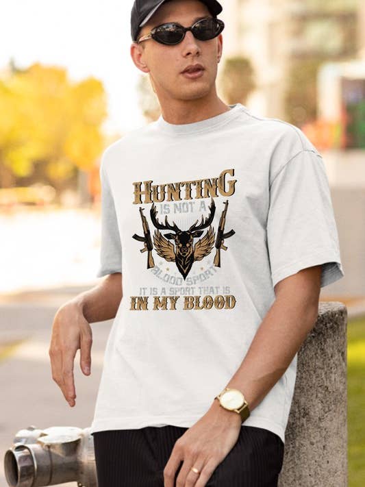 Camiseta con estampado Hunting in My Blood para hombre para venta al por mayor de DOTCOM