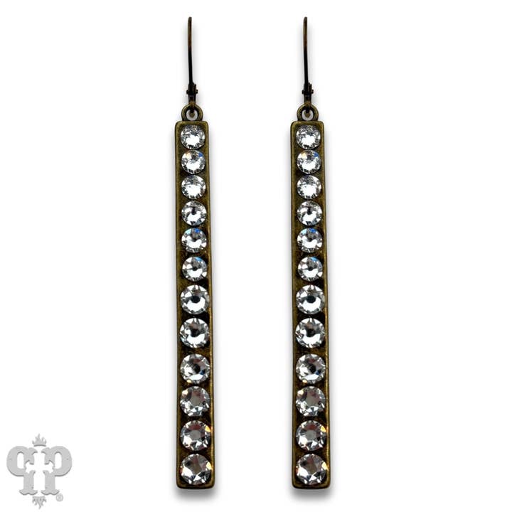 Pink Panache Brands - Wholesale Dangle Earrings - Sleek bar earring with Austrian crystals5