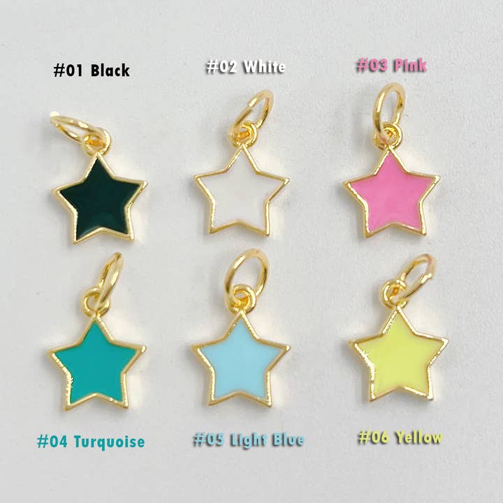 Dainty Enamel Star Charm Pendant in Gold Filled, CP1103 for wholesale by Beads Creation