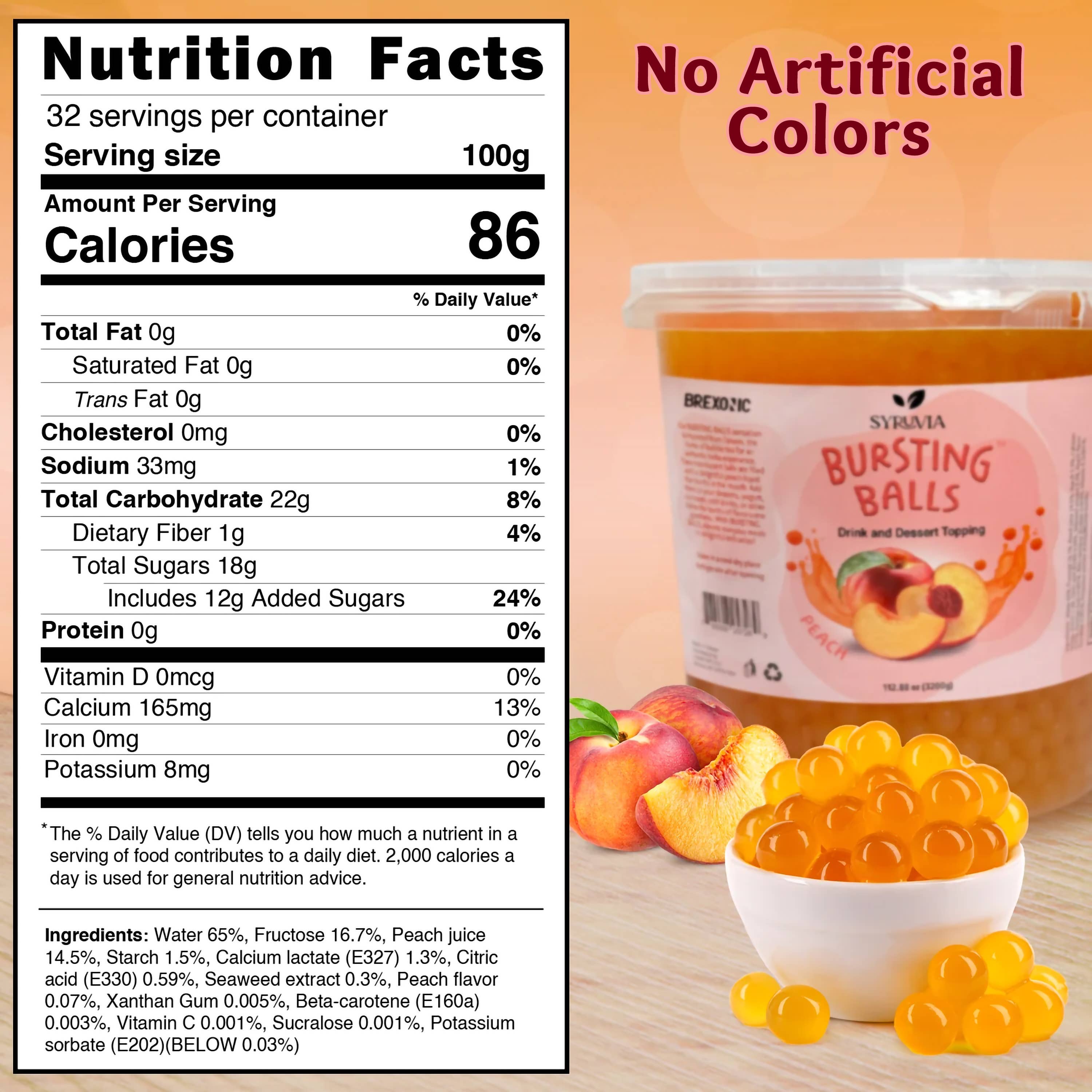 Syruvia - Wholesale Beverage Mix - 7 LB Peach Flavored Popping Boba1