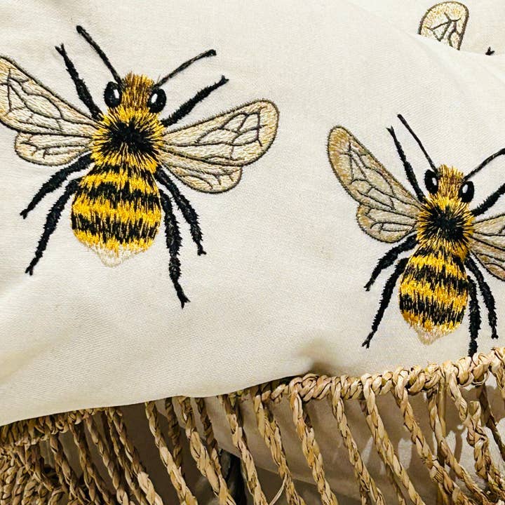 Pollen Sisters - Wholesale Throw/Decorative Pillow - Embroidered Bee Cushion2