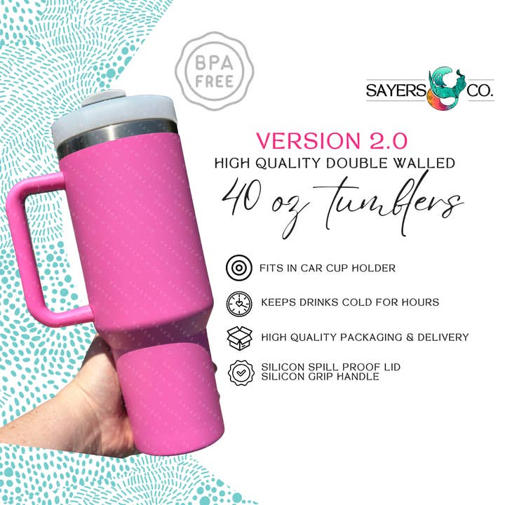 Sayers & Co. - Wholesale Insulated Mug/Tumbler - CUSTOM DECAL LOGO- 40 oz Double Walled Screw Matte Tumbler22