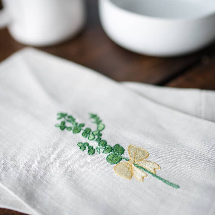 Torchon en lin Eucalyptus, 33x66 cm pour la vente par Maison d' Haiti