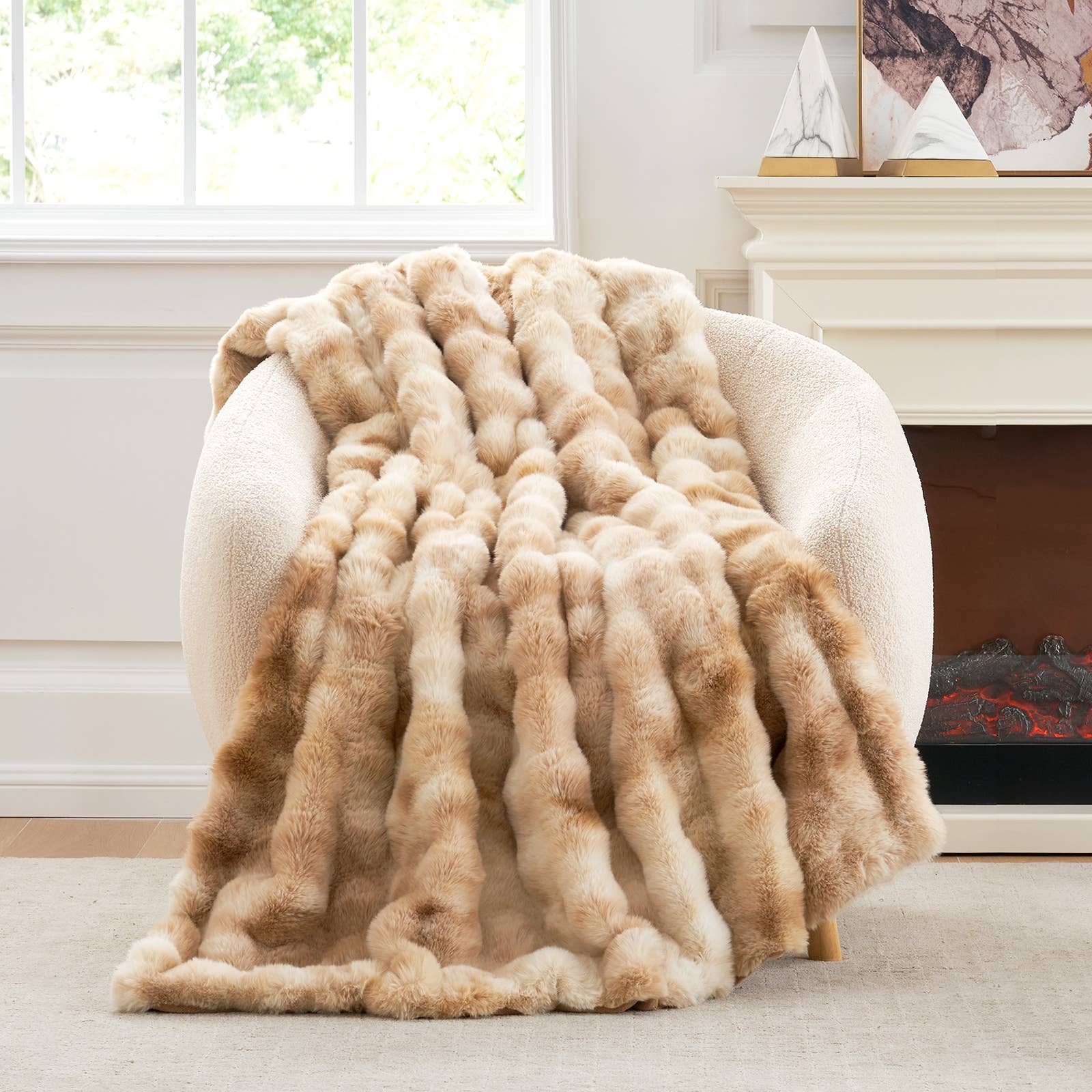 DreamValley - Wholesale Throw Blanket - CB Luxurious Faux Fur Bubble Throw Blankets, Tie-dye Color3