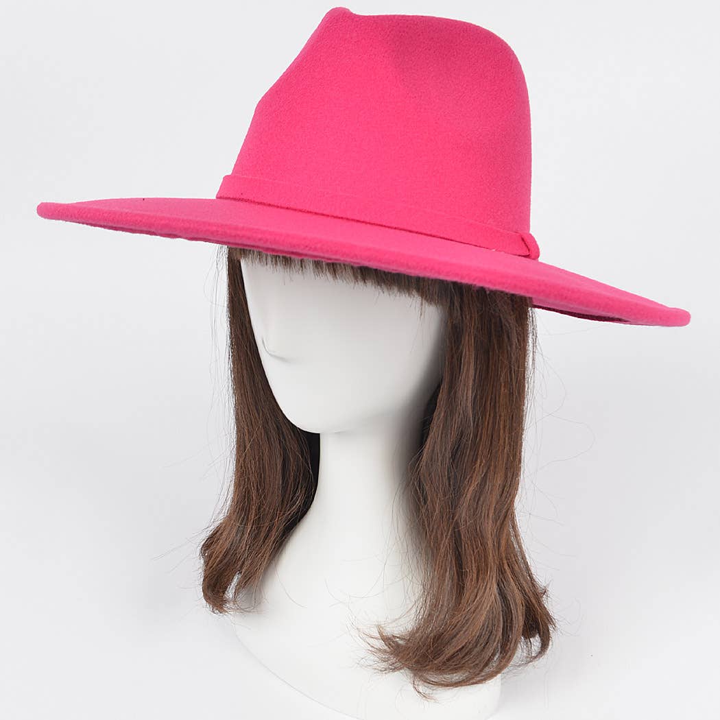 3AM BY H&D ACCESSORIES - Wholesale Fedora - Women's -  Faux Wool Leo Band Fedora Hat2