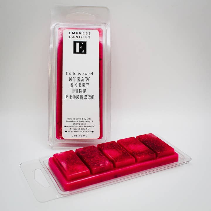 Natural Nontoxic Vegan Cruelty Free Highly Scented Strawberry Pink Prosecco Wax Melts for wholesale by Empress Candles