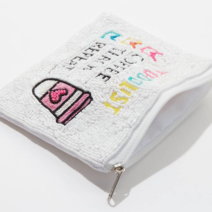 Frem - Wholesale Coin Purse - Women's - "Coffee, Teach, Repeat" Beaded Coin Pouch for Teacher's Day1