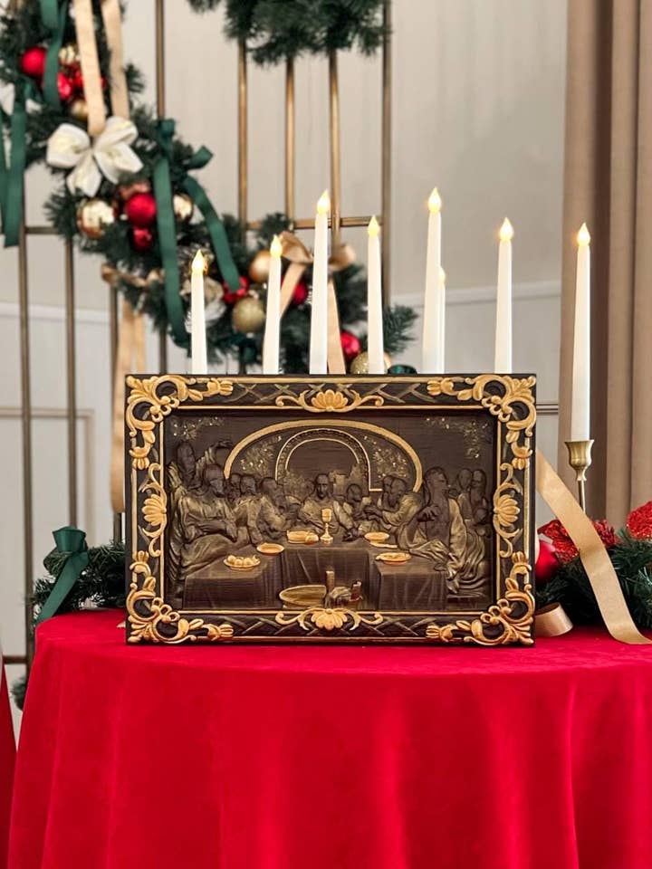 The Last Supper Wooden Sculpture with Baroque Frame for wholesale by KozakWorkshop