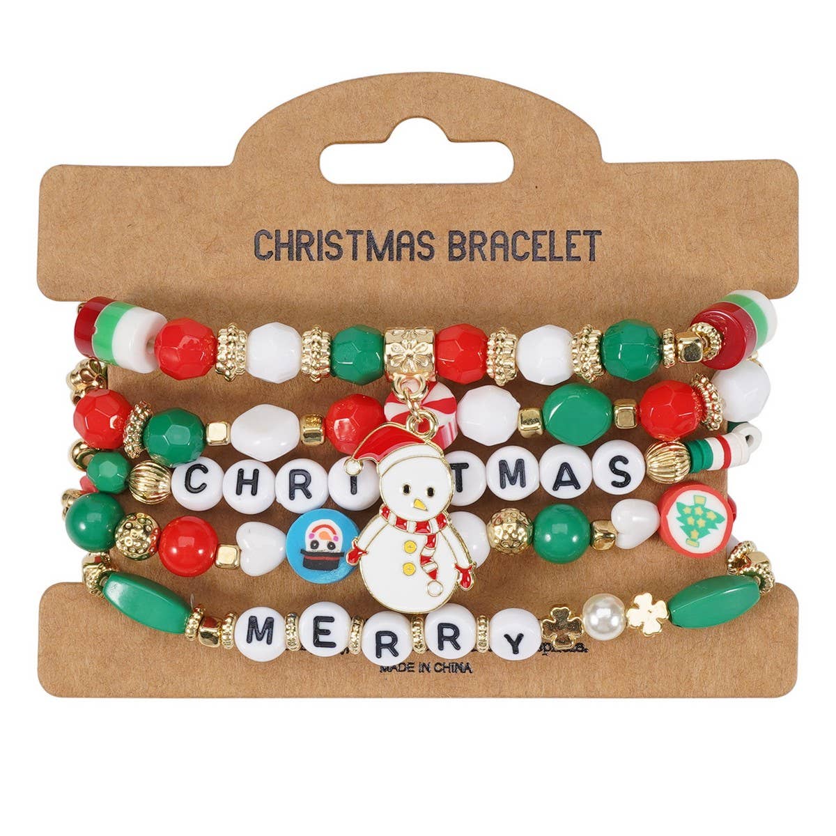 NINEXIS - Wholesale Beaded Bracelet - CWMM10448_CHRISTMAS CHARM BEADED BRACELET SNOWMAN TREE GIFT11