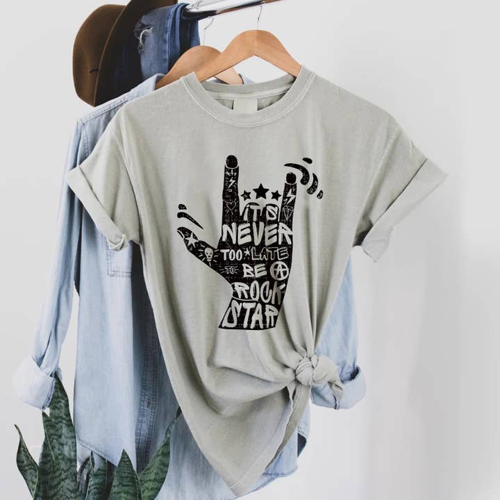 STARCHIS - Wholesale Screen Printed T-Shirt - Women's - It's never too late to be rockstar3