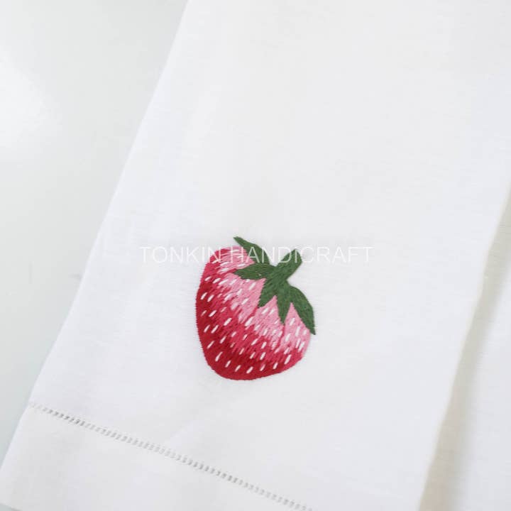 Tonkin Handicraft - Wholesale Bath towel - Embroidery Strawberry Linen Bathing Towel 37